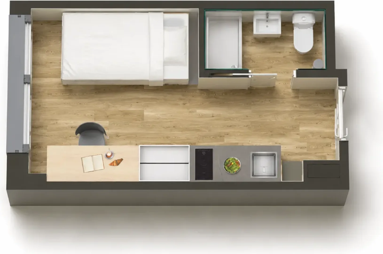 Fully equipped studio flat for students in 