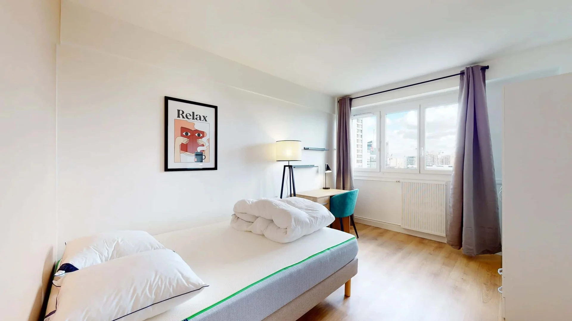 Chambre d'étudiant confortable et spacieuse dans 