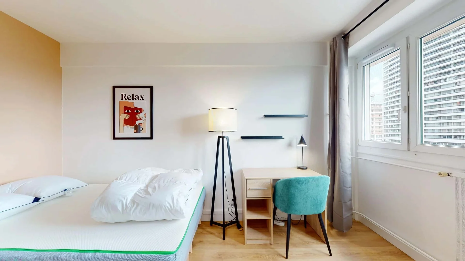 Chambre d'étudiant confortable et spacieuse dans 