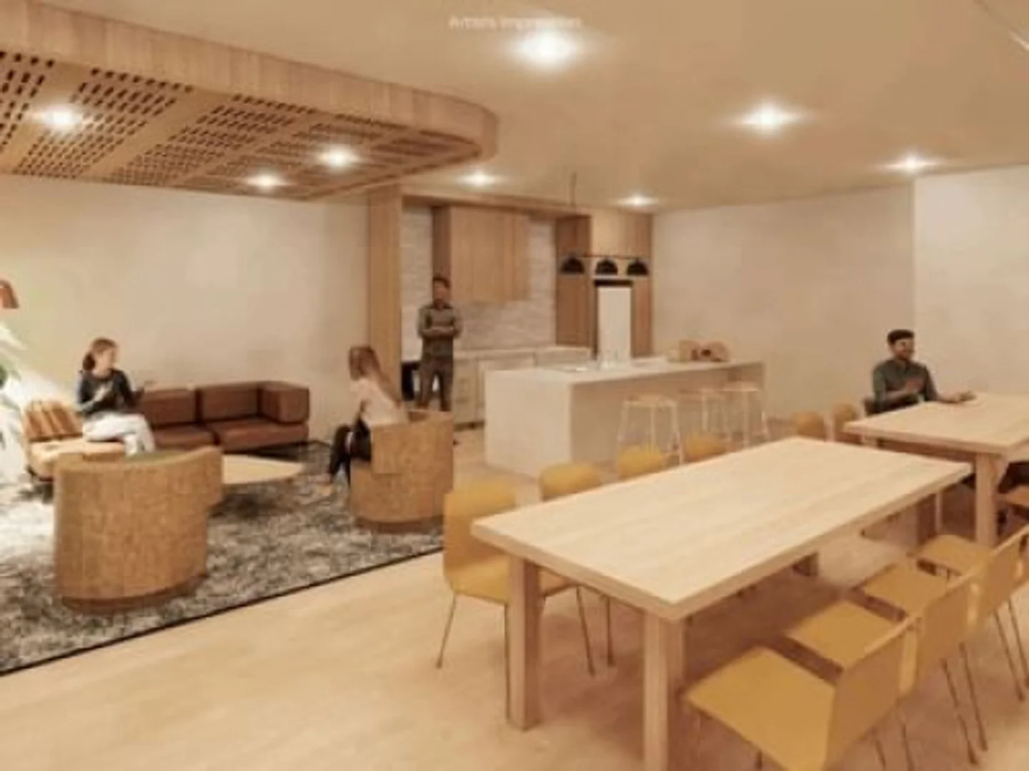 Studentenzimmer in  mit Arbeitsbereich und Gemeinschaftseinrichtungen