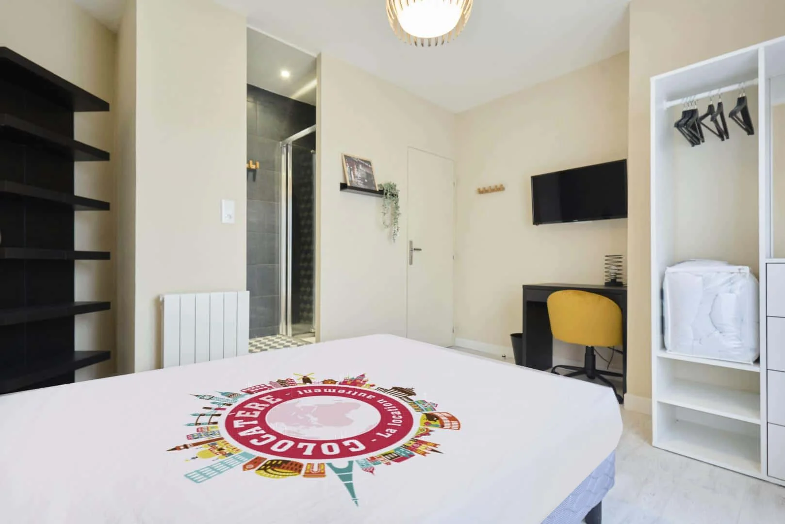 Student room in  with study area and shared facilities