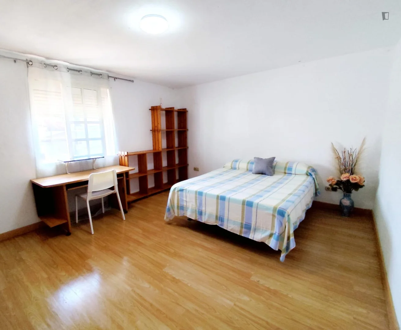Quarto acessível para estudantes com iluminação ampla em 
