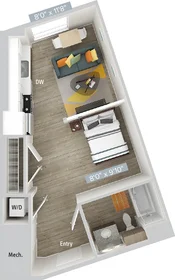 Estudio en residencia en 2, Leighton St., Unit 1-235, East Cambridge, Cambridge, MA, 02141, imagen 4 de 34
