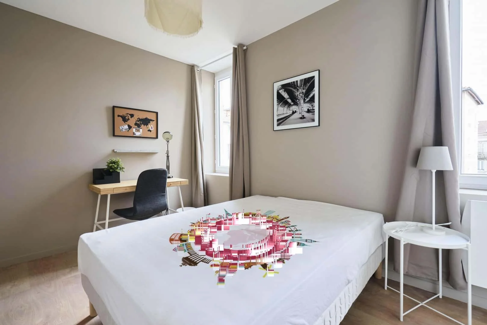 Habitación estudiantil luminosa y aireada con fácil acceso a la universidad en 