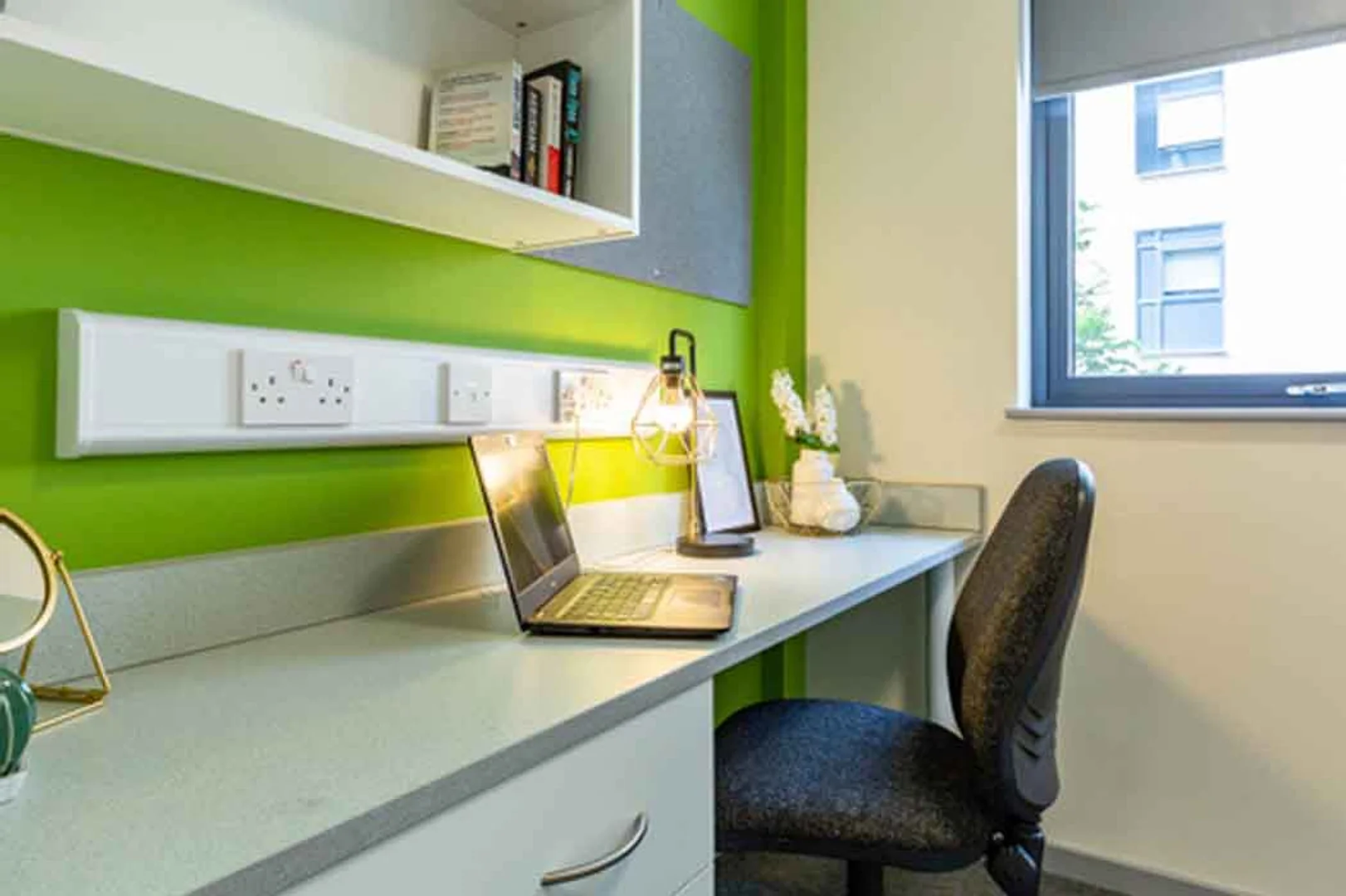 Student room in  with study area and shared facilities