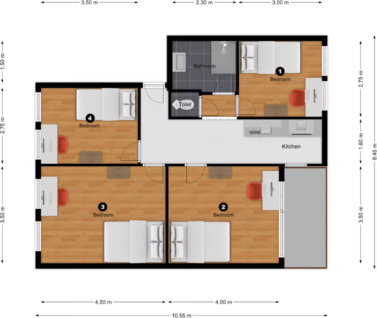 Studentenfreundliches Zimmer in  mit modernen Annehmlichkeiten