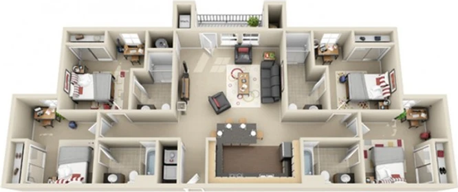 Alojamiento con 3 habitaciones en Lansing