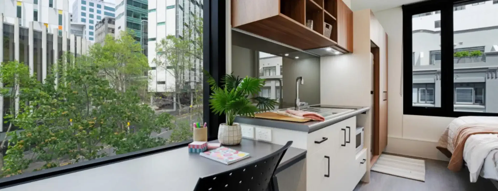 Moderno estudio para estudiantes con todas las comodidades en 