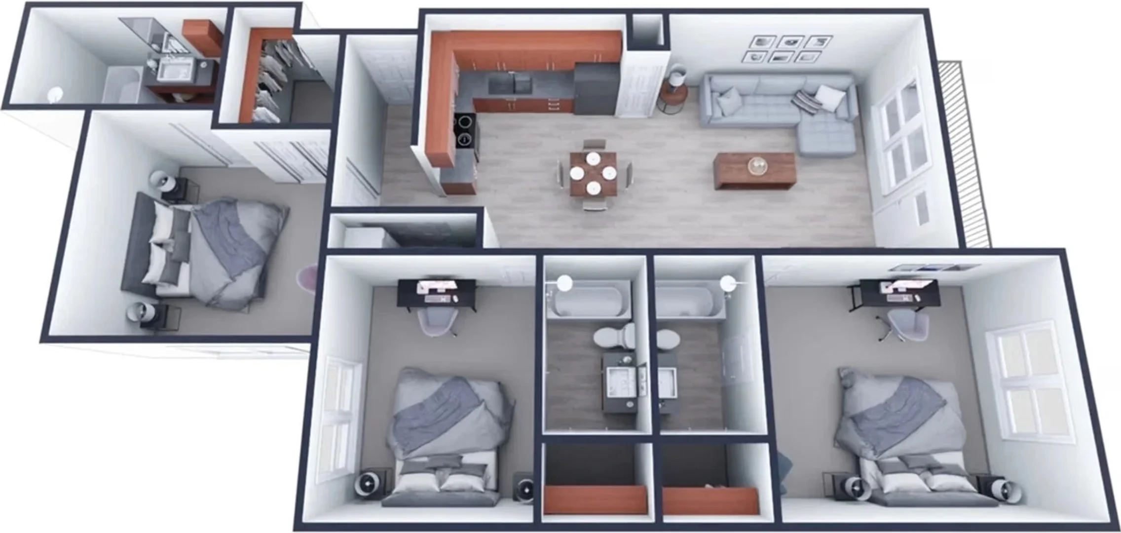 Funktionelles Studentenzimmer perfekt zum Studieren in