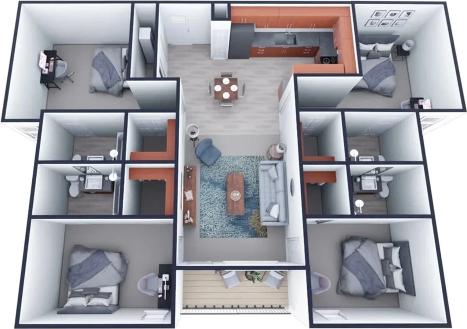 Funktionelles Studentenzimmer perfekt zum Studieren in