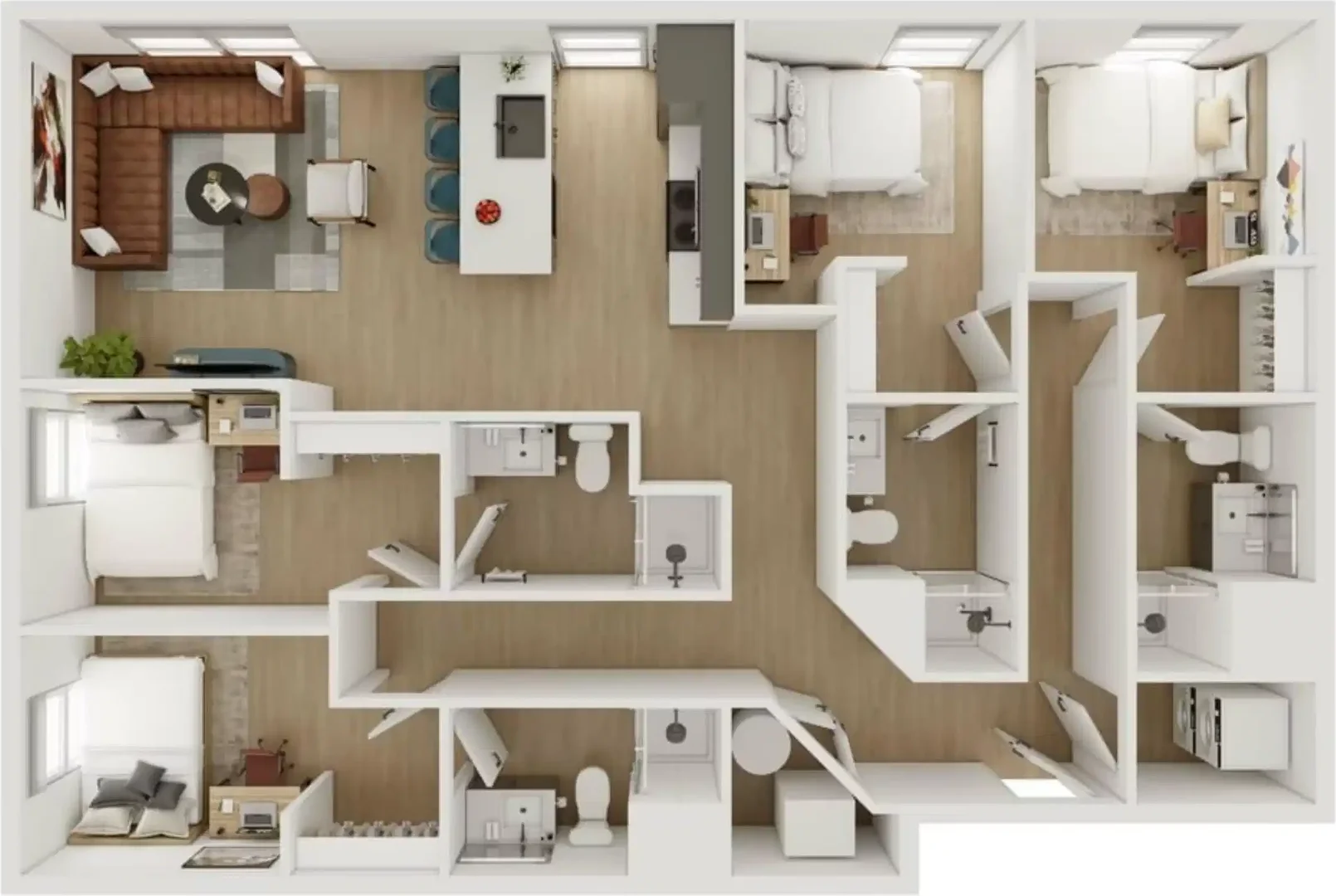 Chambre d'étudiant à  avec espace d'étude et installations communes