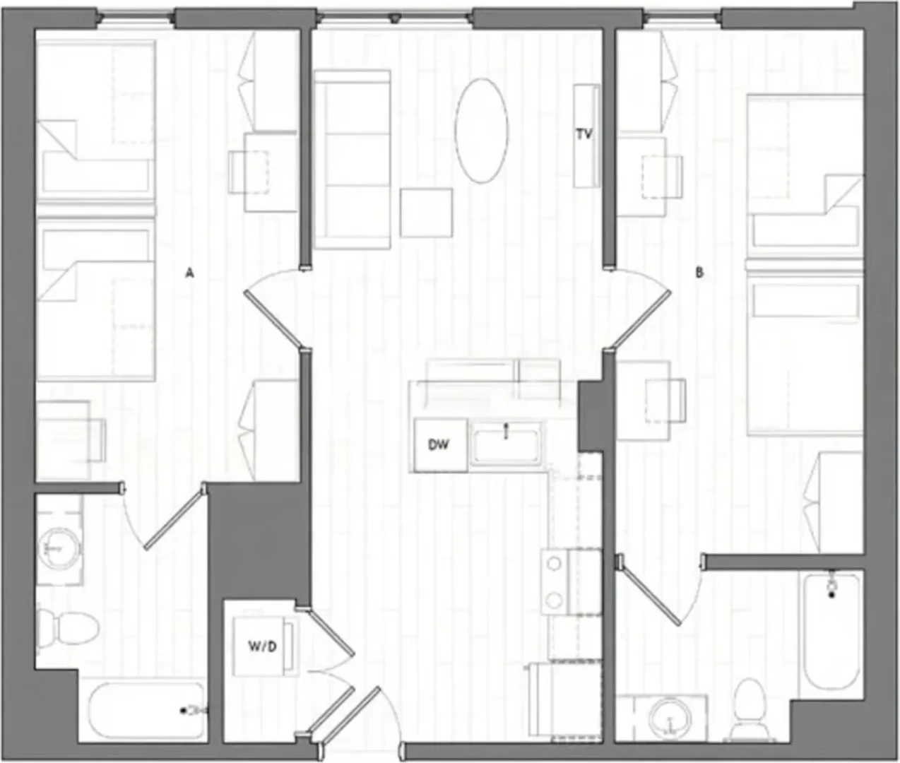 Quarto para alugar em apartamento de estudantes em , totalmente mobilado