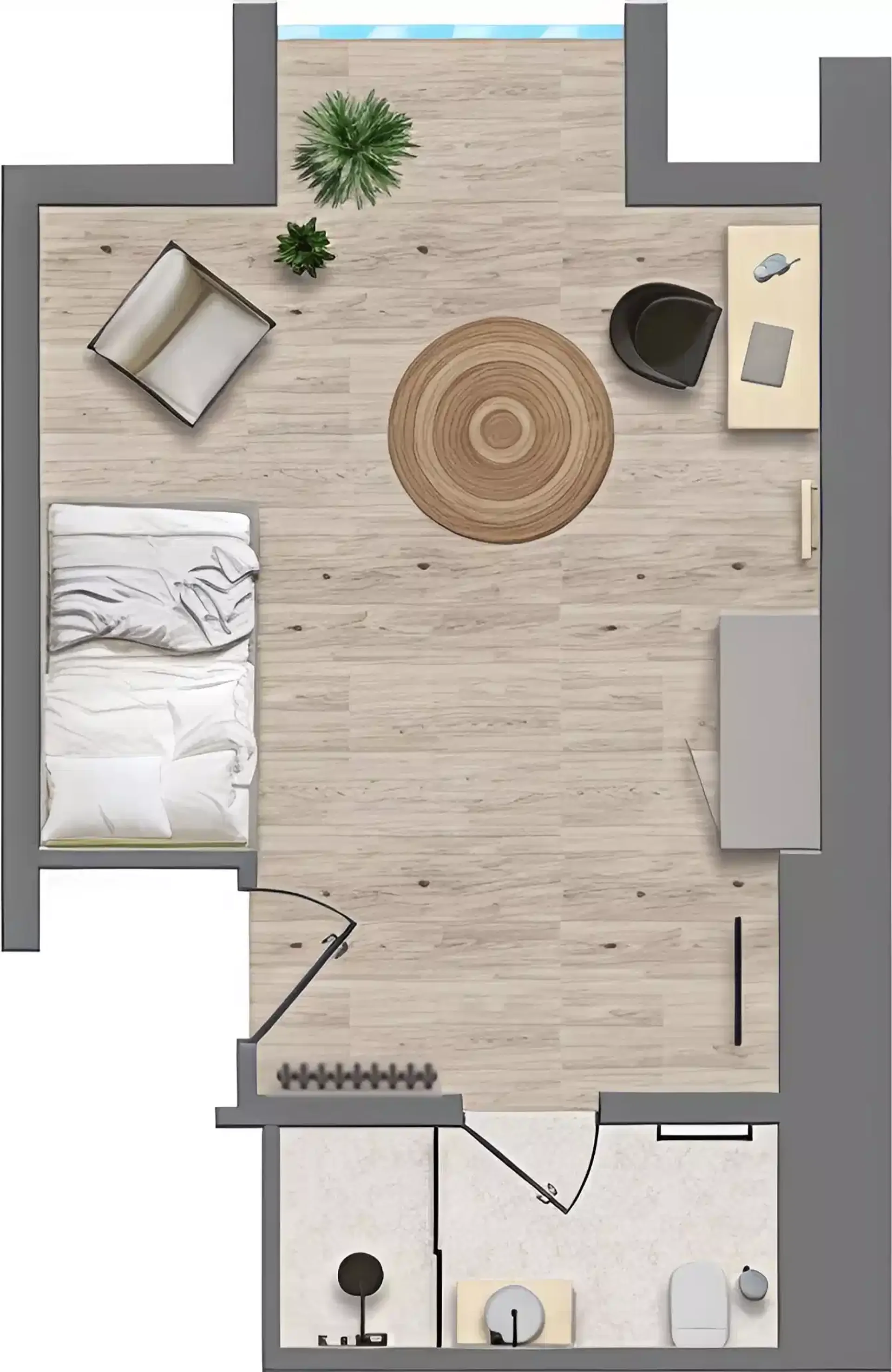 Functional student room perfect for studying in