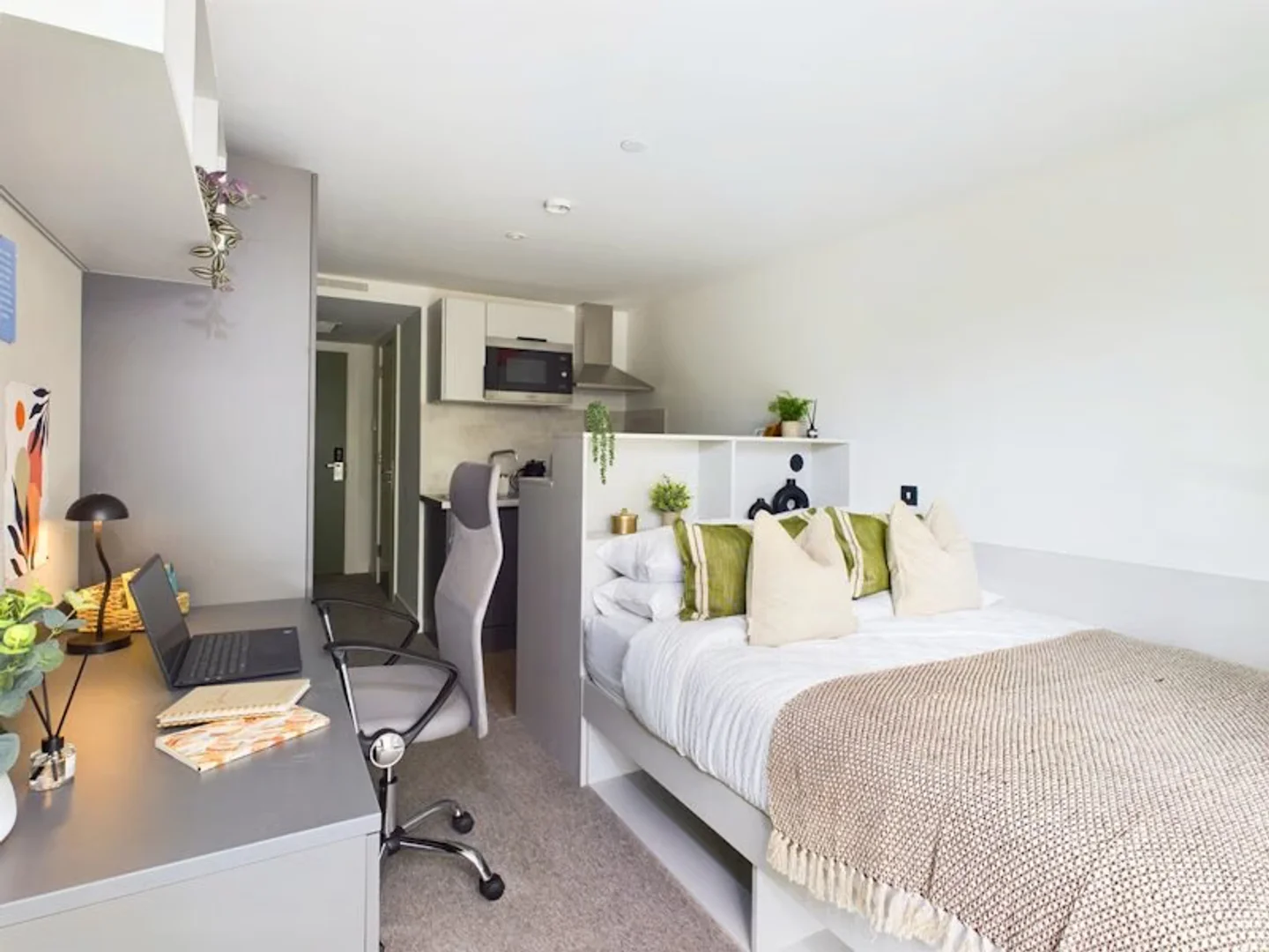 Affordable studio apartment with essential features in