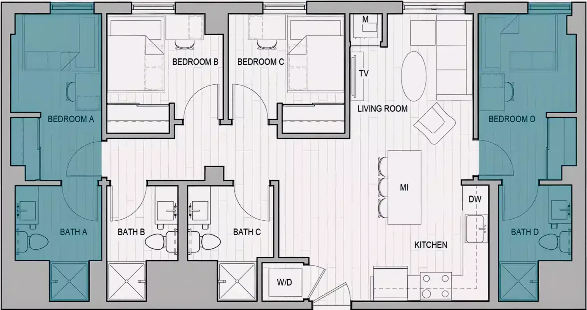 Chambre à louer dans un appartement d'étudiant à , entièrement meublée