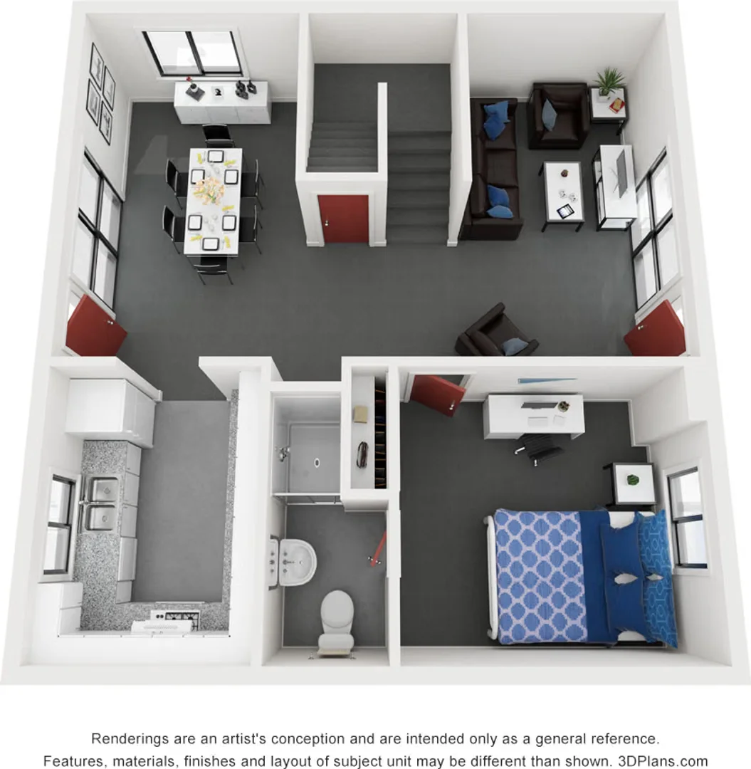 Quarto de estudante confortável e espaçoso em 