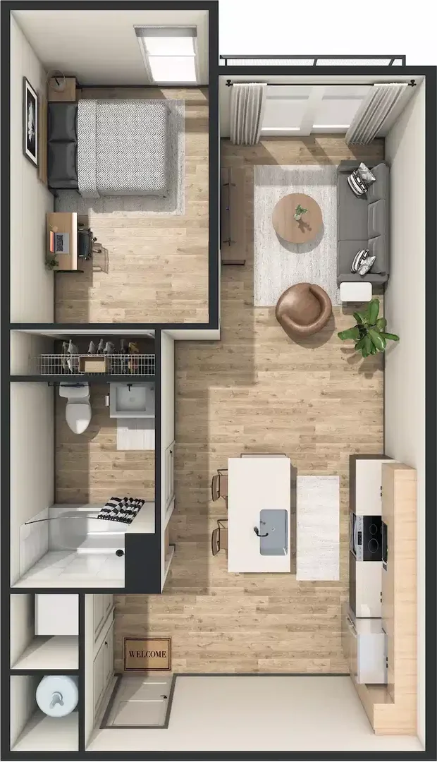 Comfortable and spacious student room in