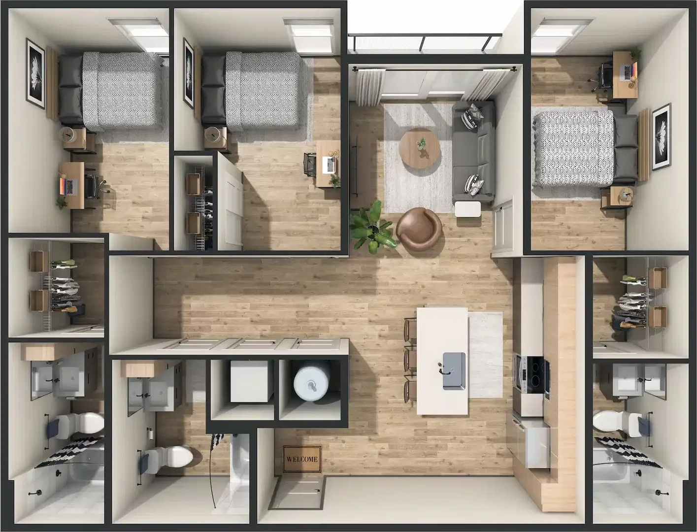 Quarto de estudante económico perto do campus em 
