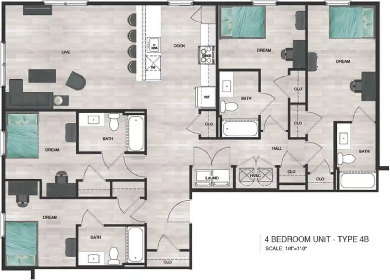 Affordable room for students with ample lighting in 
