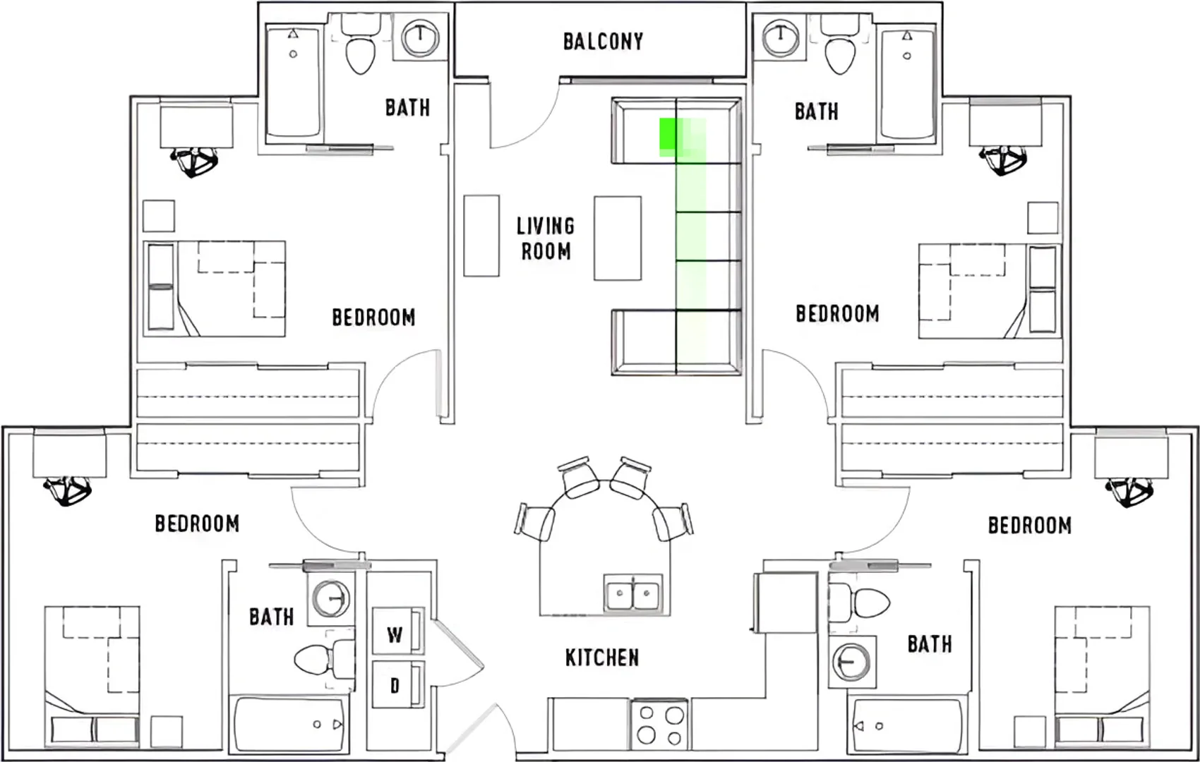 Habitación estudiantil luminosa y aireada con fácil acceso a la universidad en 