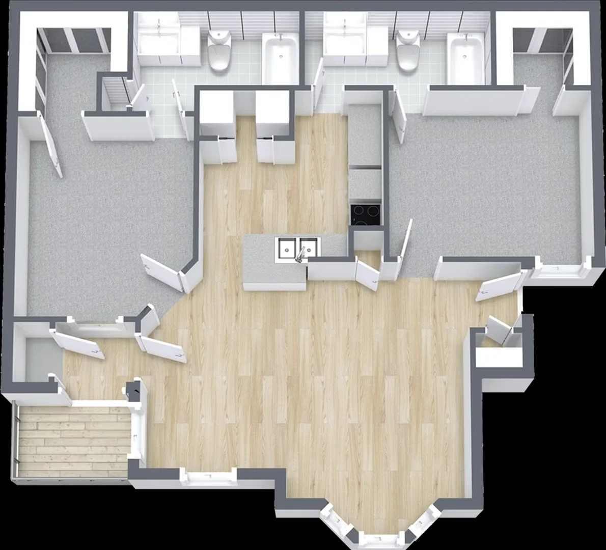 Student room in  with study area and shared facilities