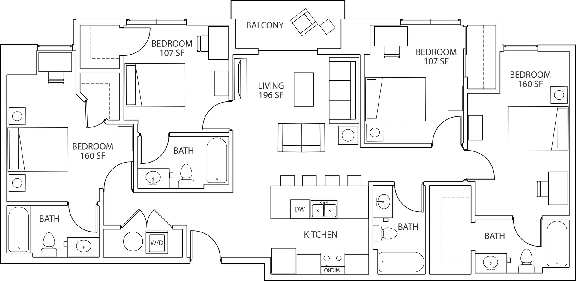 Quarto de estudante confortável e espaçoso em 