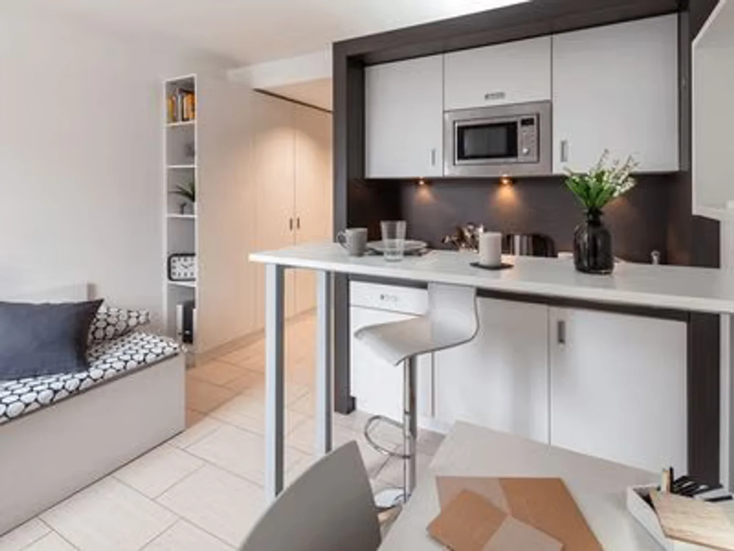 Affordable studio apartment with essential features in 