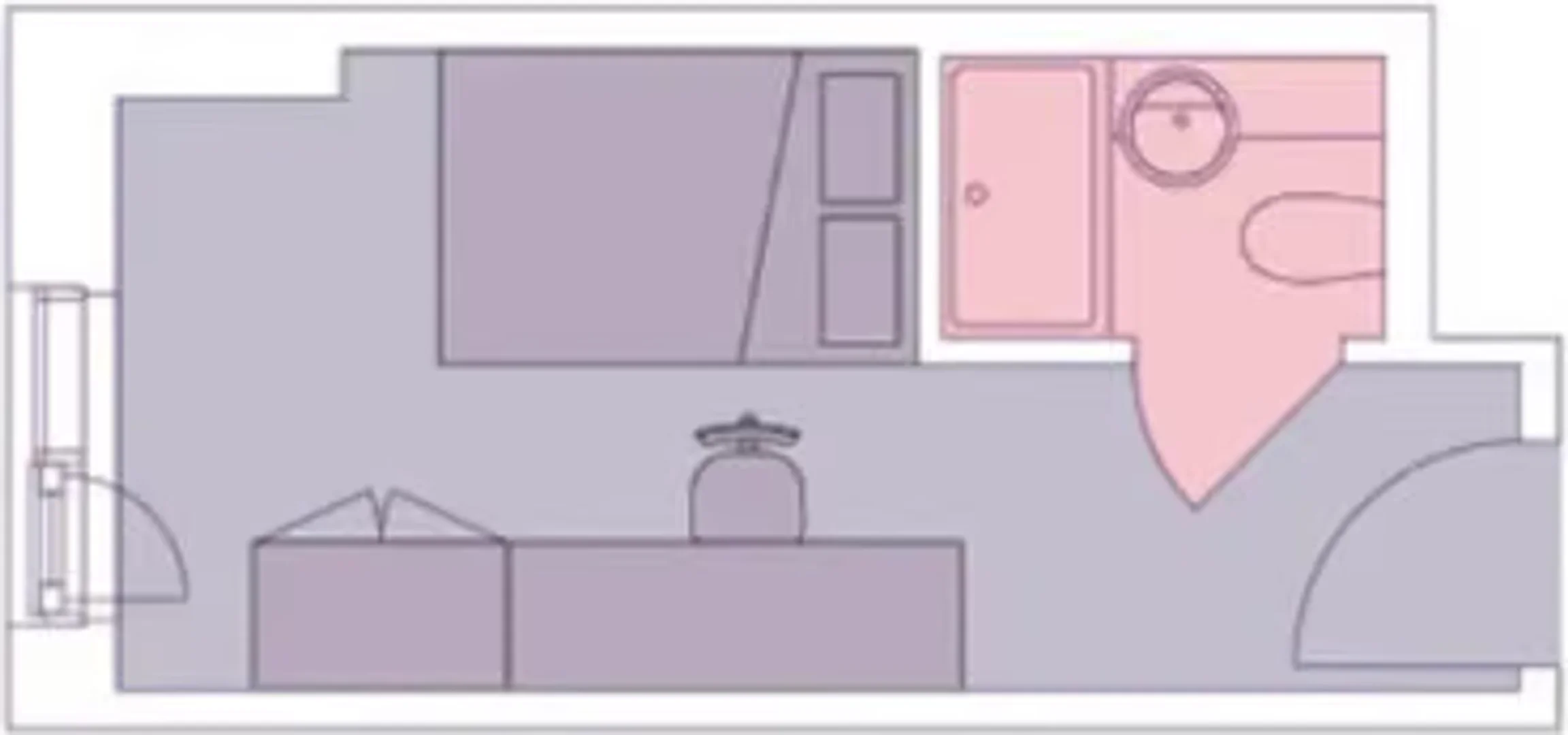 Studentenzimmer in  mit Arbeitsbereich und Gemeinschaftseinrichtungen