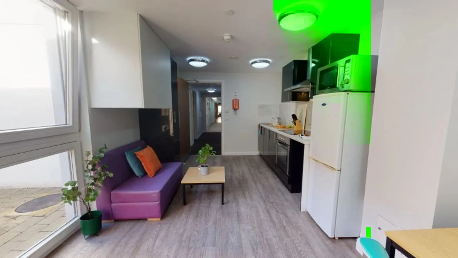 Quarto de estudante luminoso e arejado com acesso fácil à universidade em 