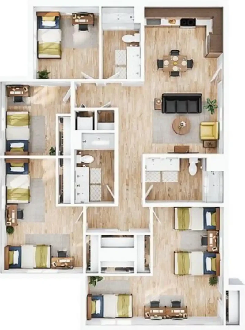 Quarto de estudante económico perto do campus em 