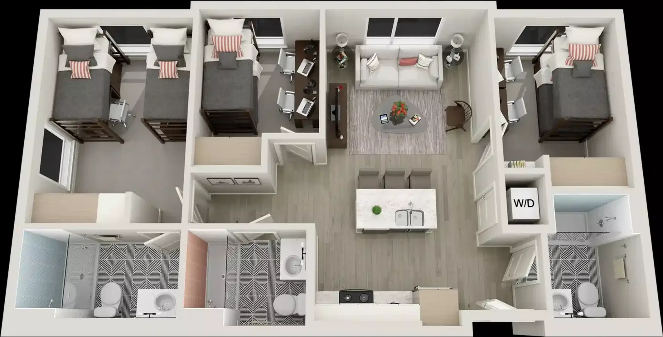 Student-friendly room in  with modern amenities
