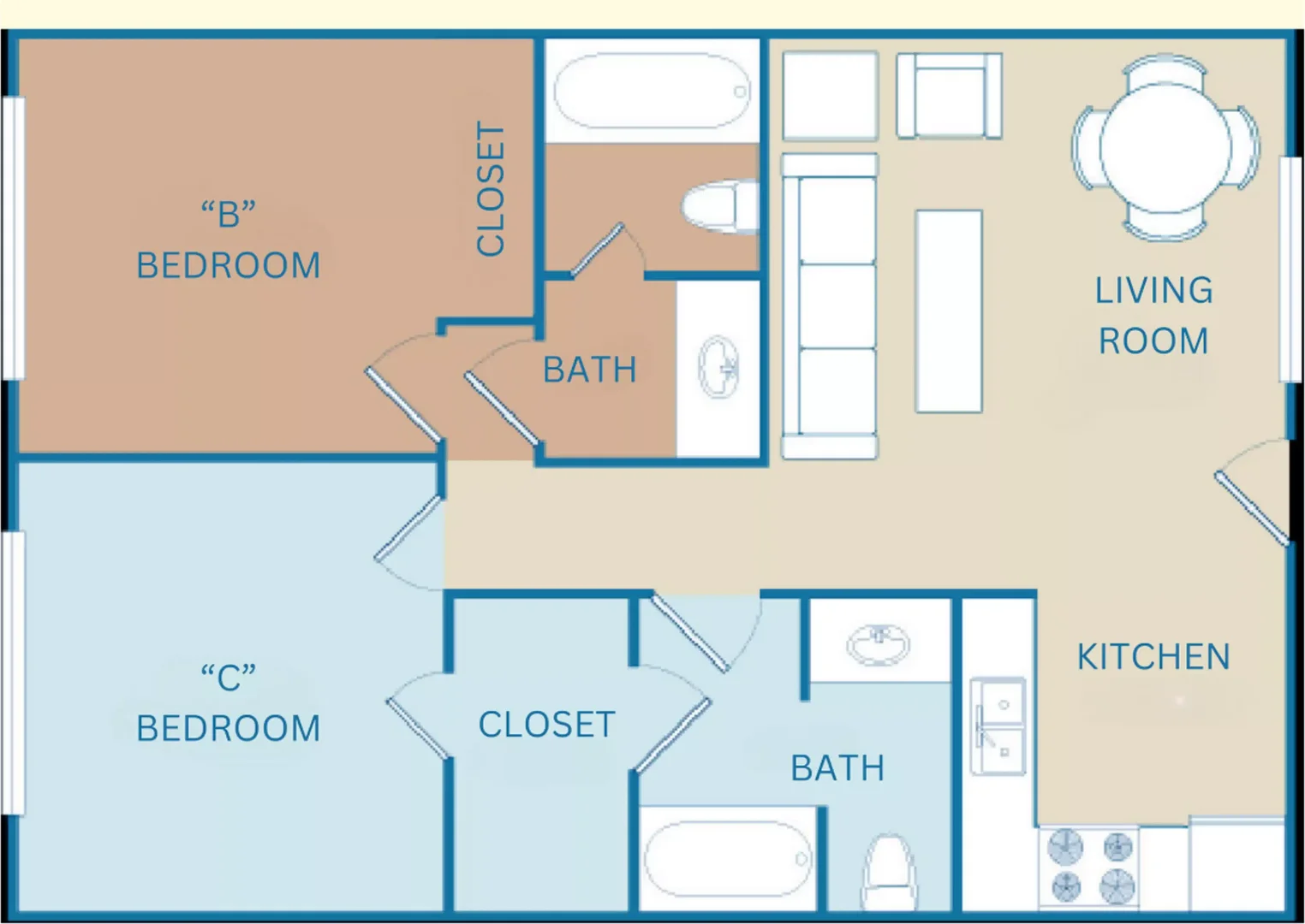 Zimmer in Studentenwohnung in  zu vermieten, voll möbliert