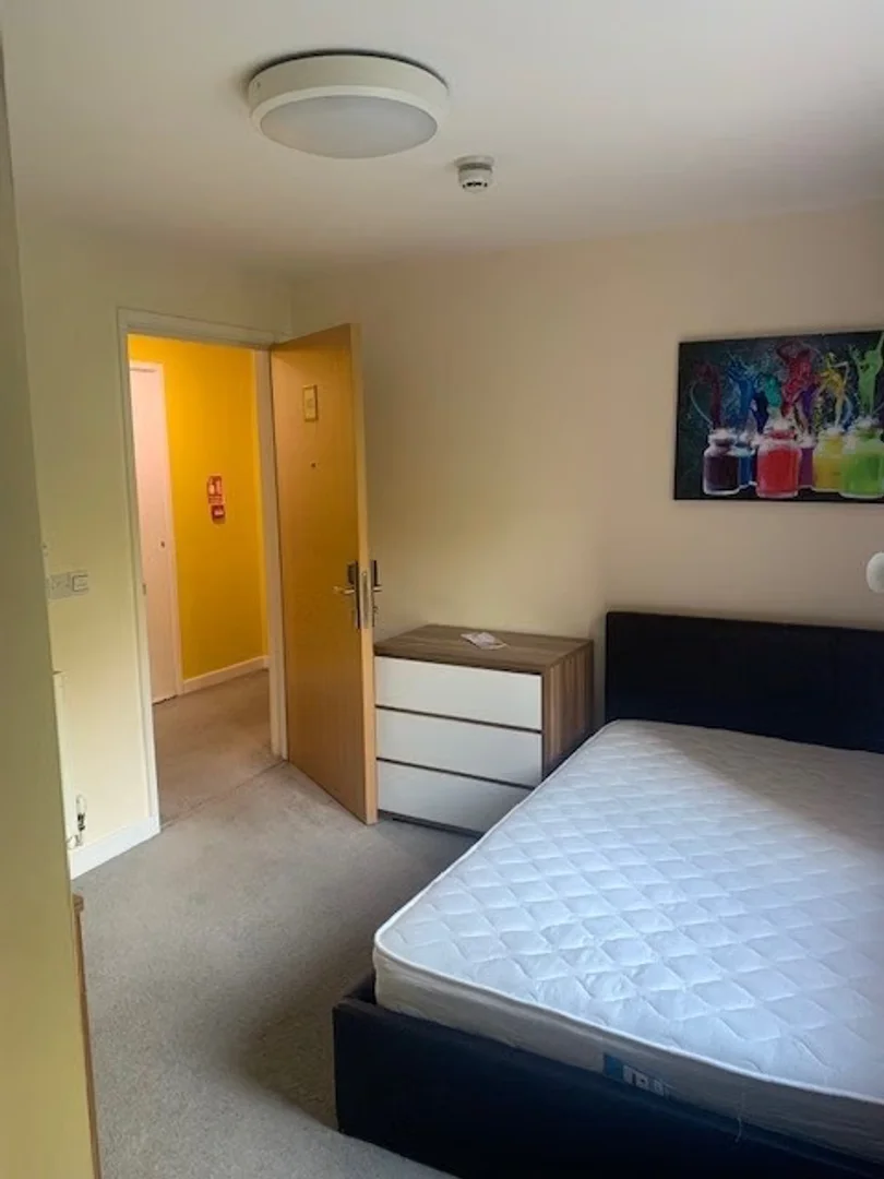 Quarto acessível para estudantes com iluminação ampla em 