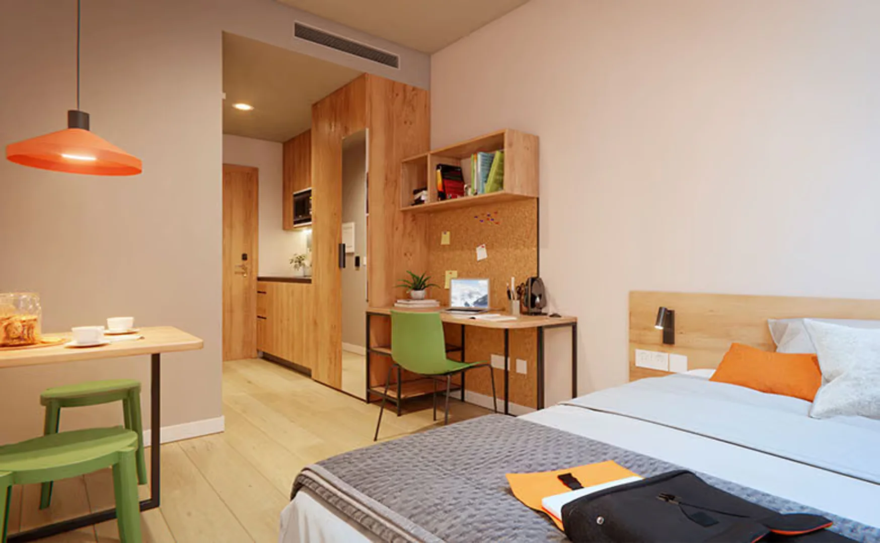 Affordable studio apartment with essential features in 
