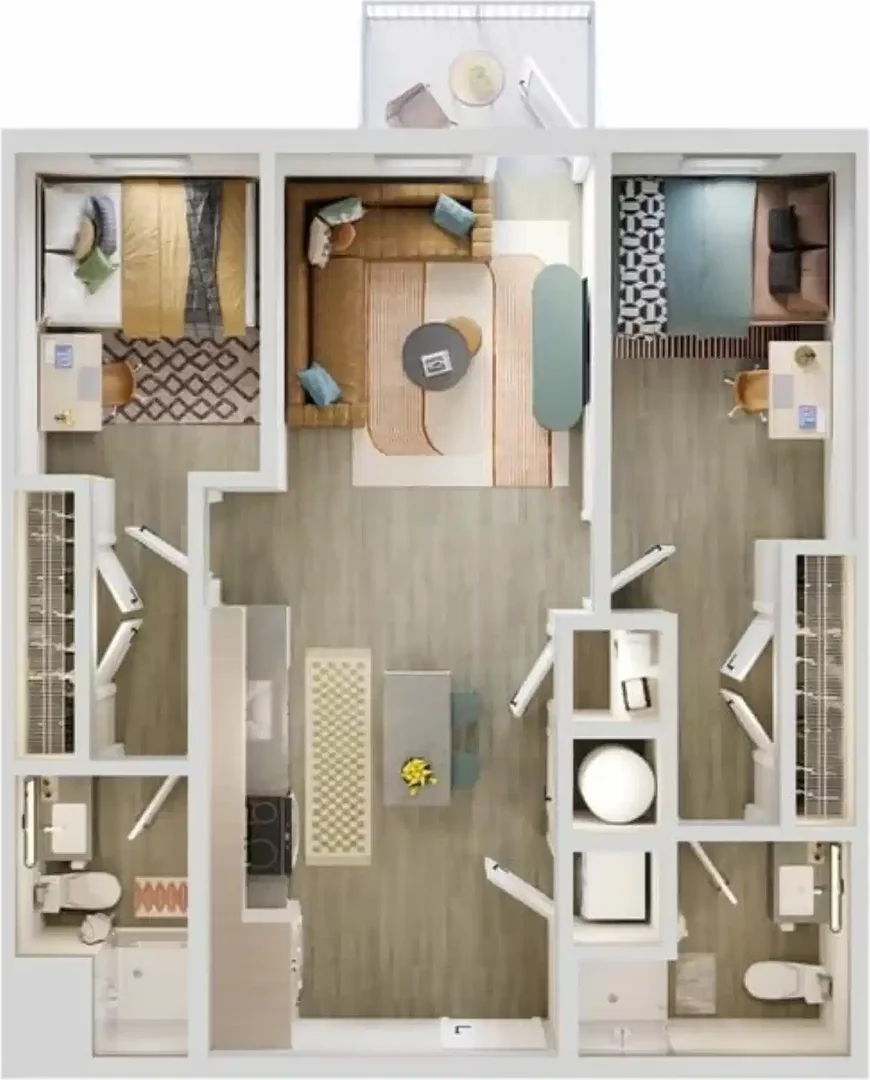 Habitación estudiantil funcional perfecta para estudiar en 