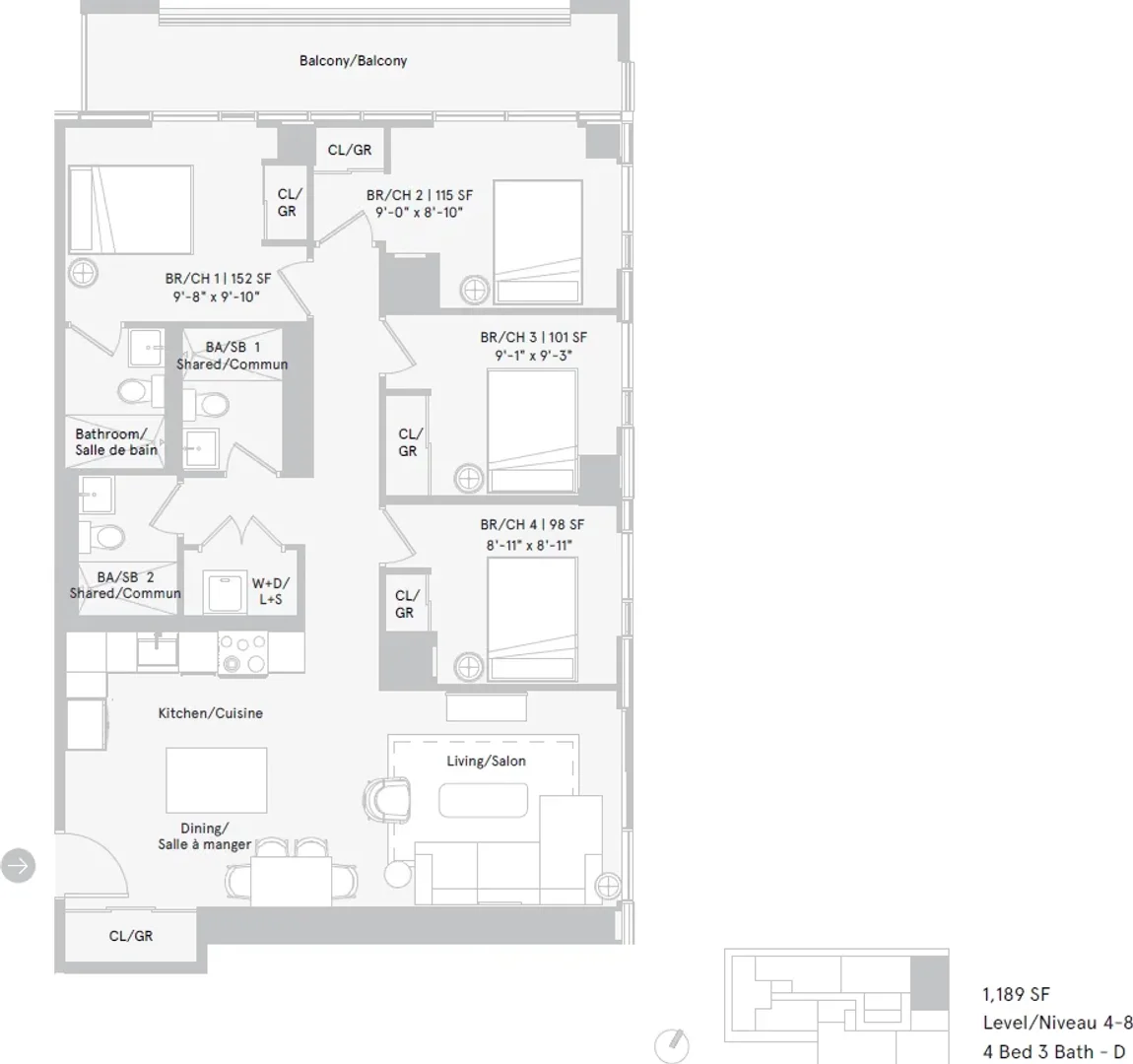 Quarto de estudante em  com área de estudo e instalações partilhadas