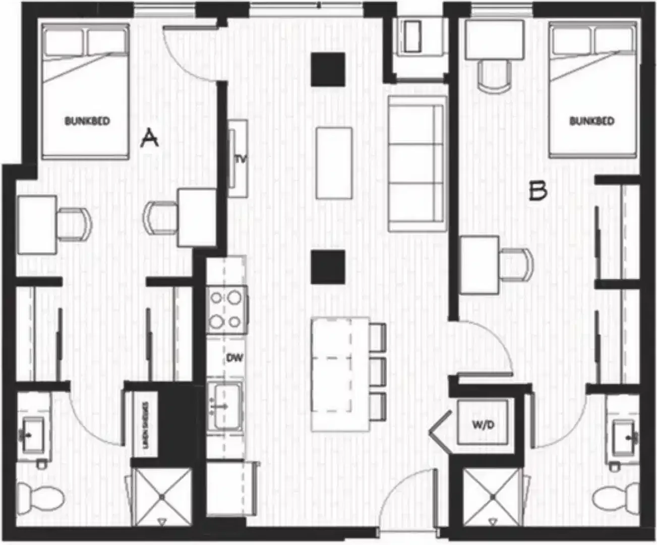 Affordable room for students with ample lighting in 