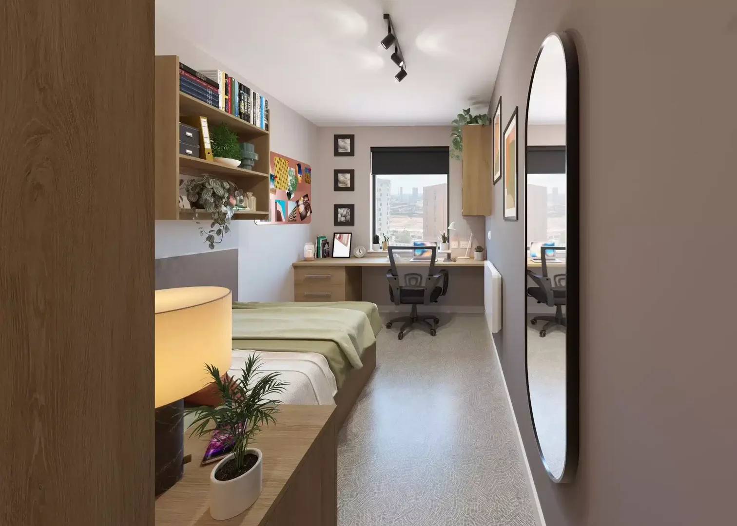 Quarto amigo do estudante em com comodidades modernas
