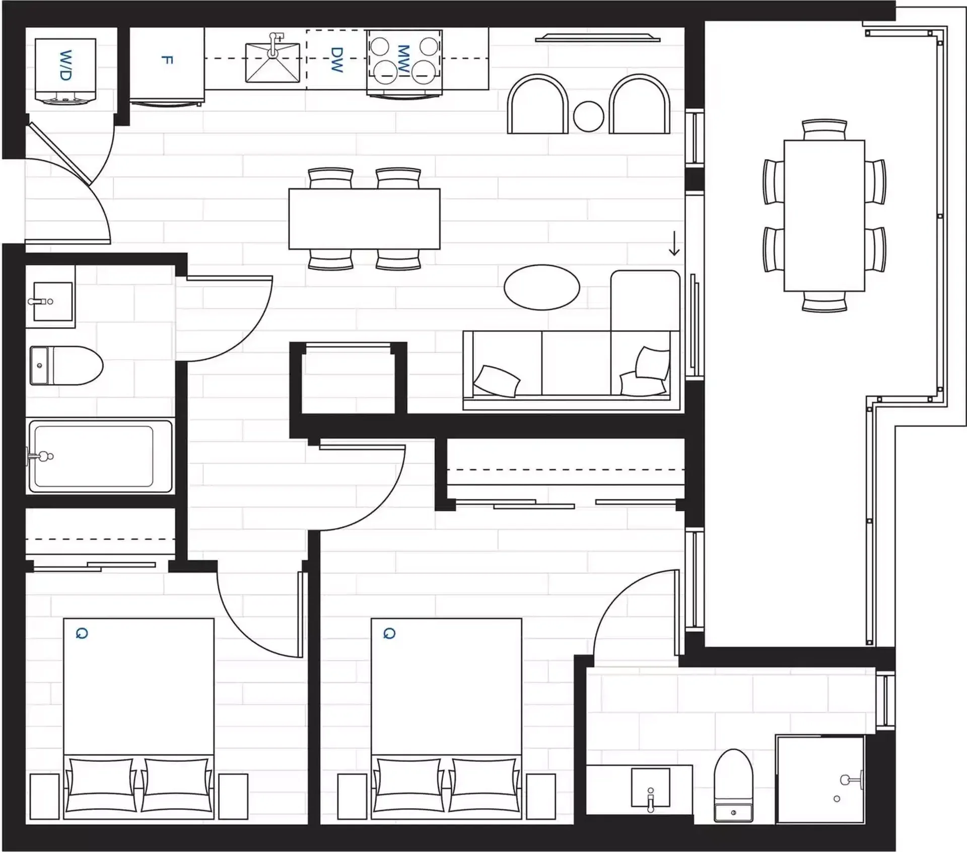 Quarto para alugar em apartamento de estudantes em , totalmente mobilado