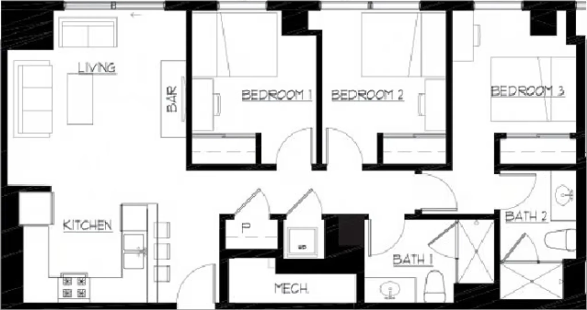 Student room in  with study area and shared facilities