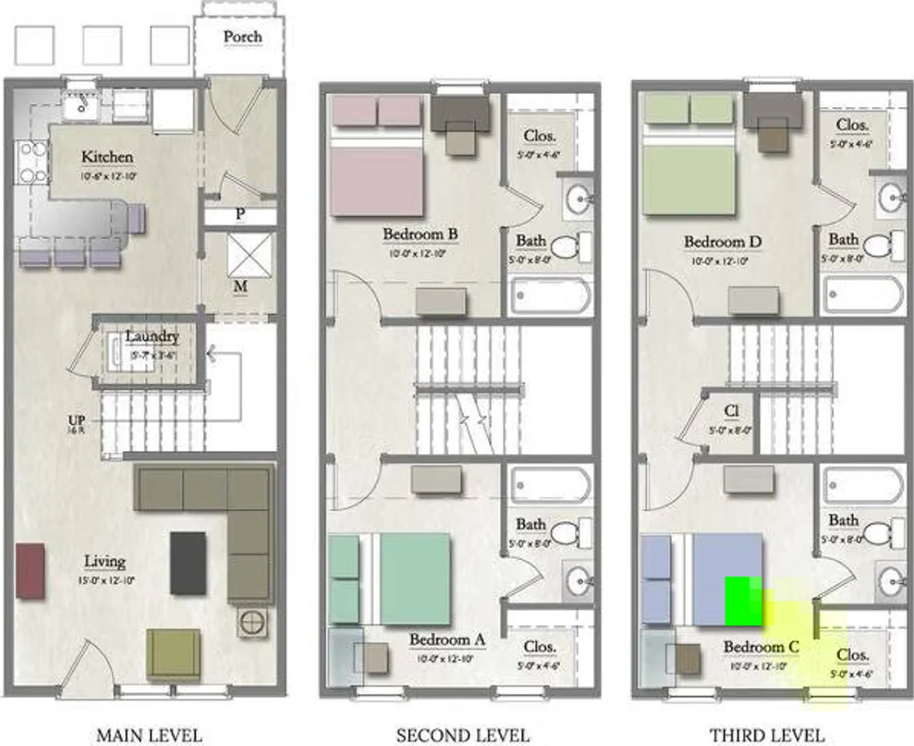 Affordable room for students with ample lighting in 