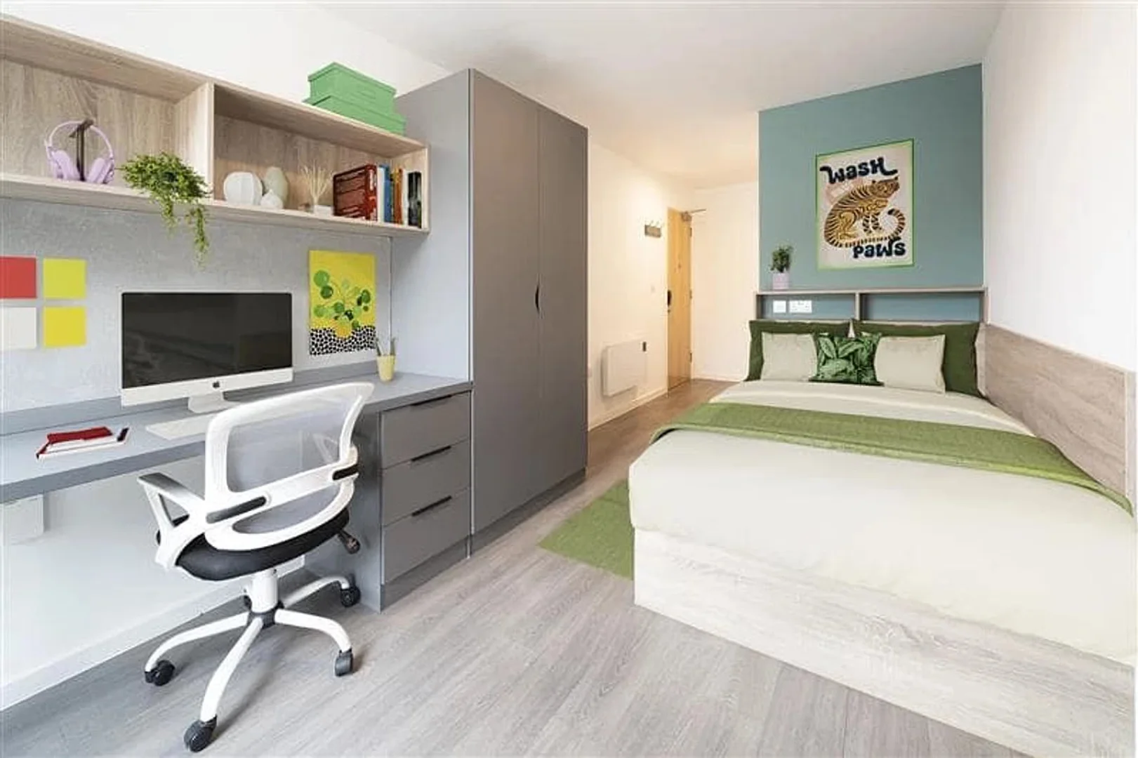 Student room in  with study area and shared facilities