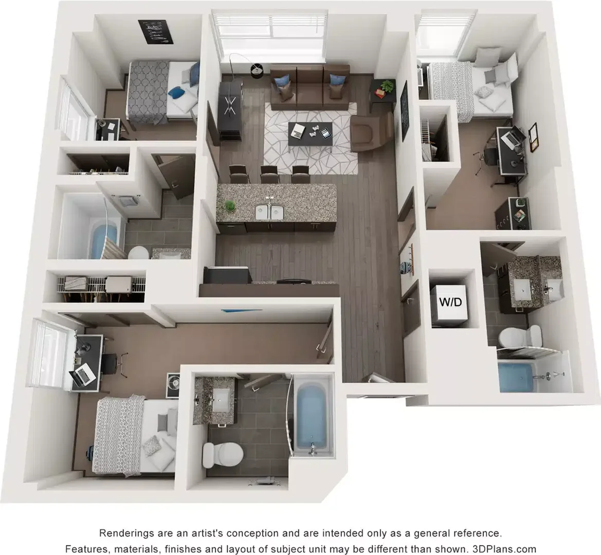 Student room in  with study area and shared facilities