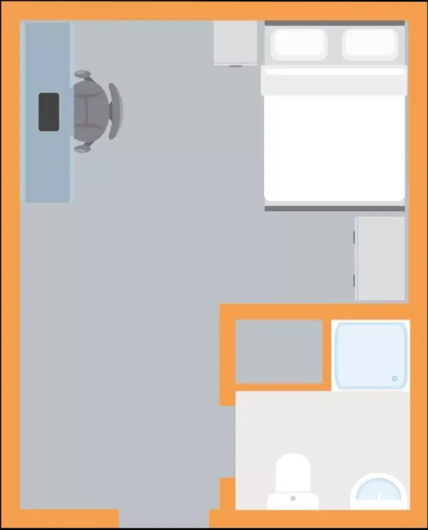 Chambre d'étudiant à  avec espace d'étude et installations communes