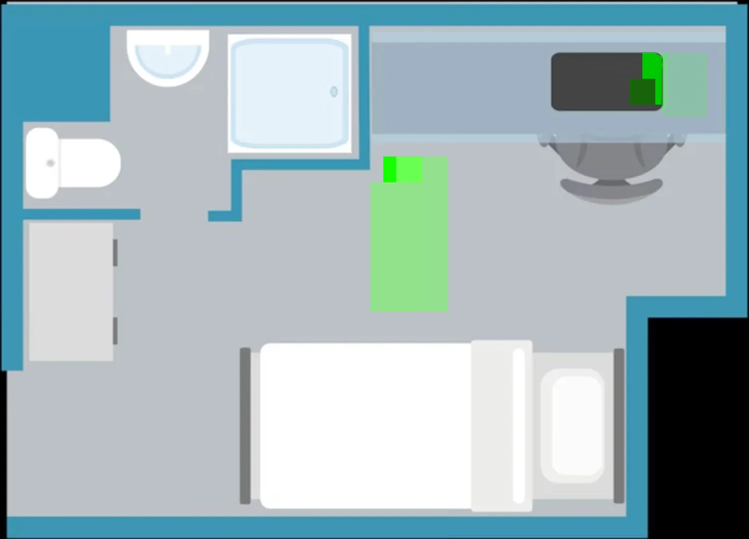 Quarto de estudante confortável e espaçoso em 
