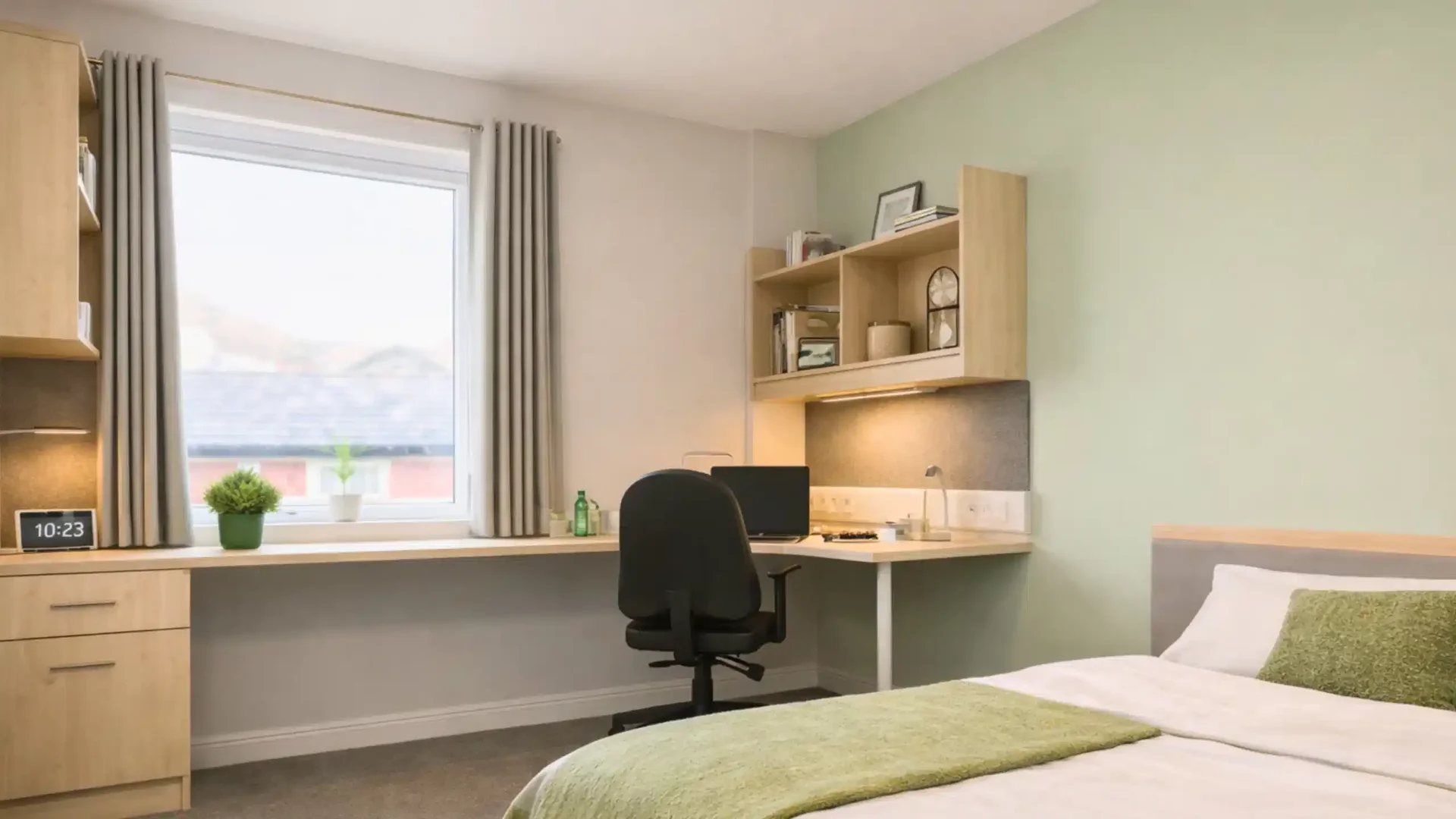 Student room in  with study area and shared facilities