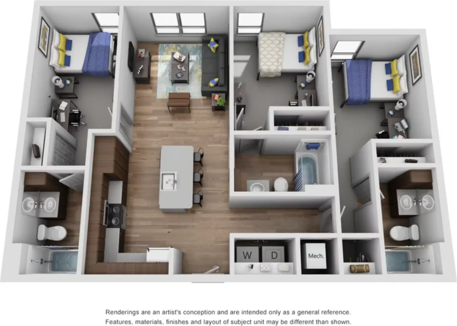 Affordable room for students with ample lighting in