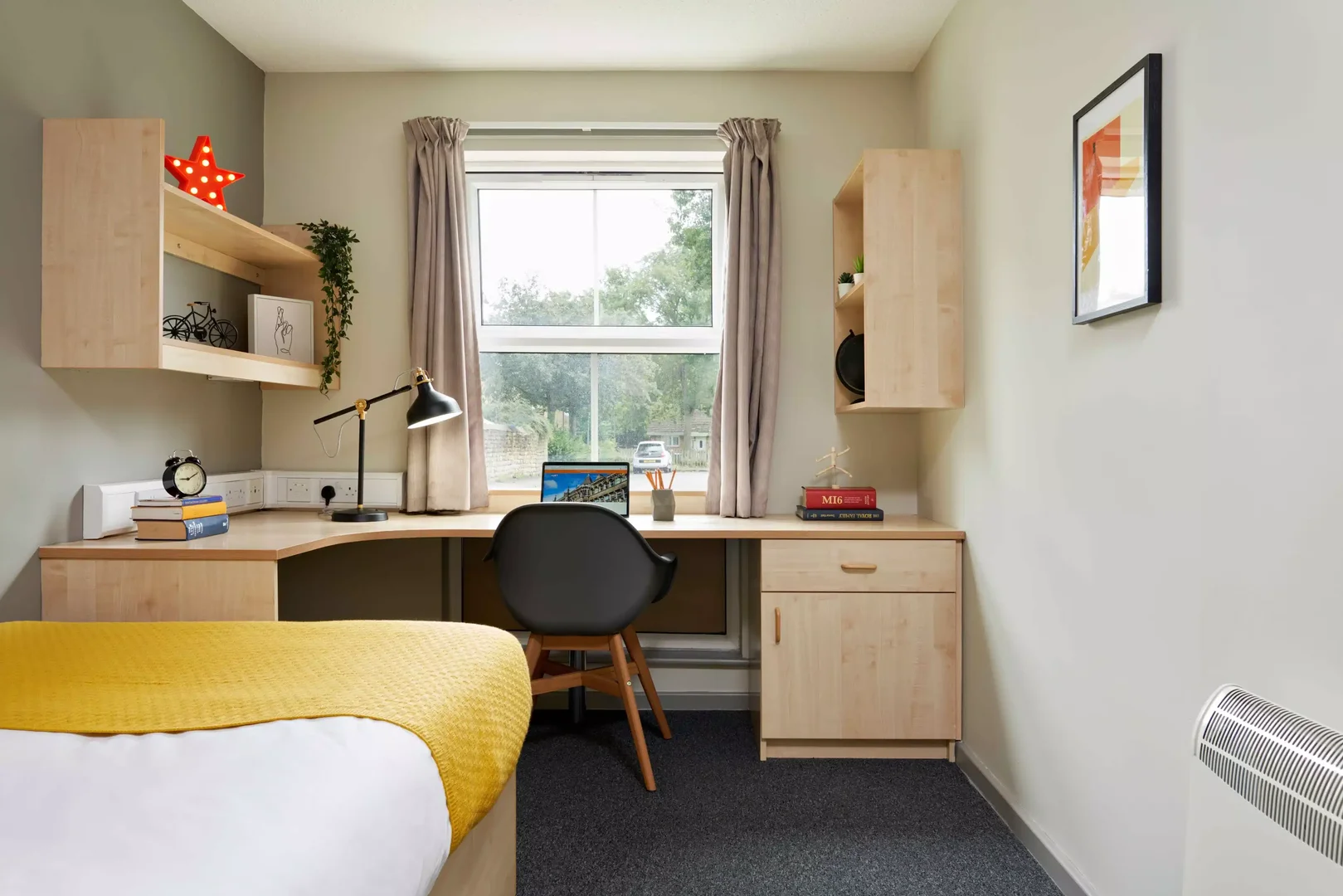 Affordable room for students with ample lighting in 