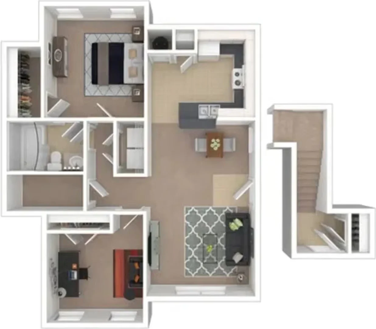 Quarto de estudante em  com área de estudo e instalações partilhadas