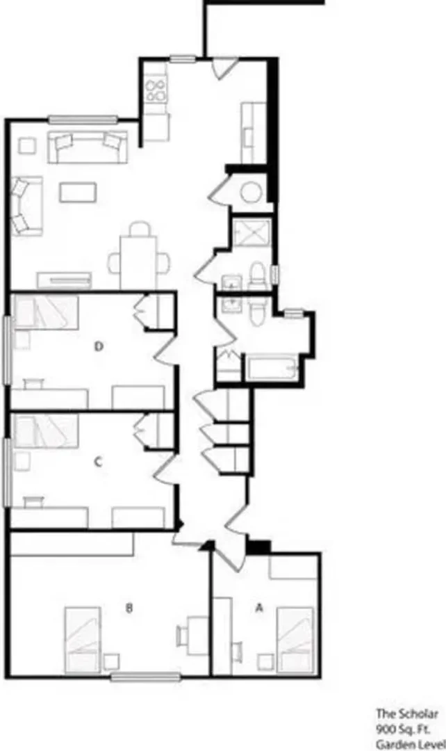 Affordable room for students with ample lighting in 